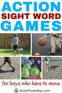 Awesome sight word games for boys who are always on the move! These action sight word games are just right for bodily-kinesthetic learners and boys who don't like to sit still. They can learn to read in a way that works best for them. Click the picture to see 9 fun games.