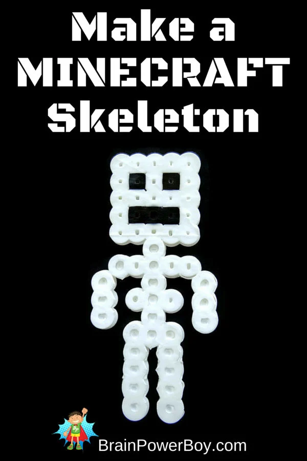 Use this easy Perler Bead Pattern to Make a Minecraft Skeleton.