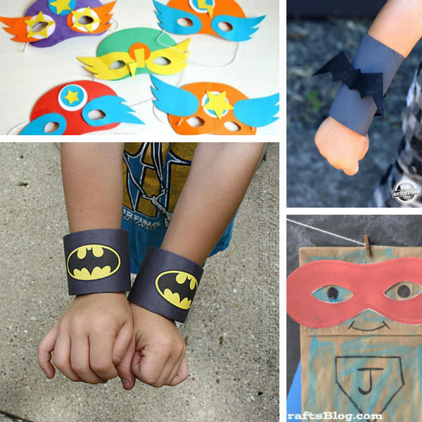 Batman cuffs paper bag superhero and masks