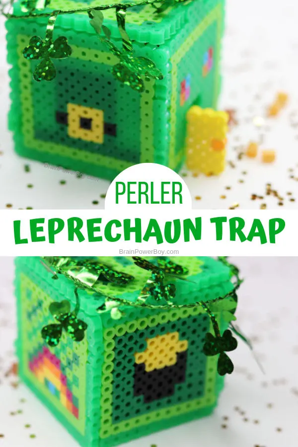 Make a unique leprechaun trap out of Perler beads! What a great project for kids! Instructions and video to help you make your 3D perler bead trap.