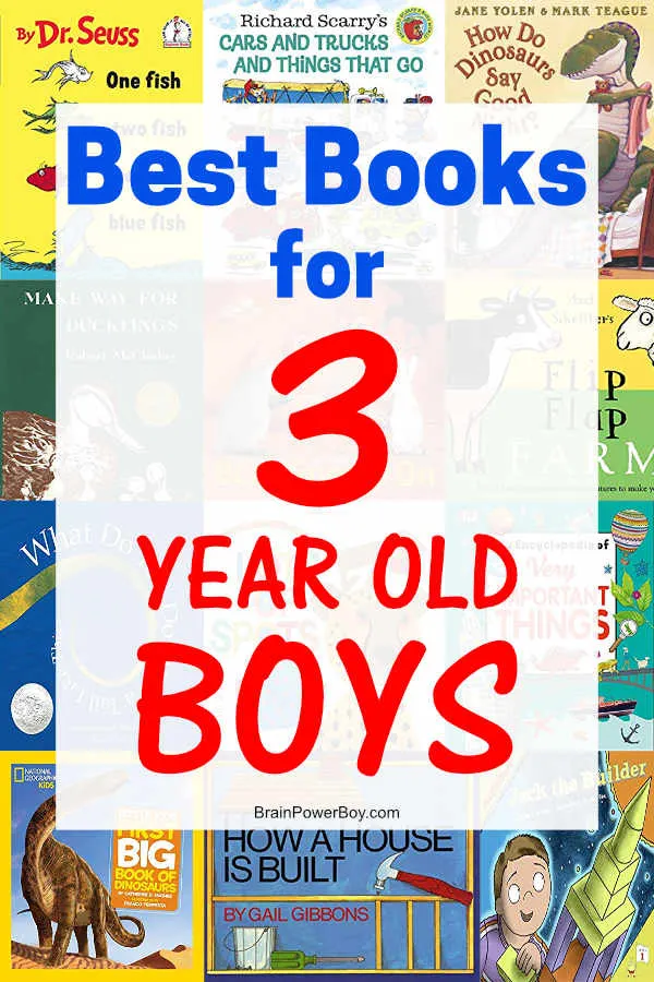 Three year old boys are going to love all of these books. They are perfect for them. Included both fiction and non-fiction titles. Be sure to take a moment to check out this list if you know a boy age 3!