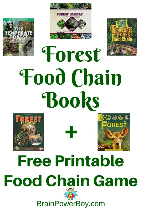 Learn about the forest food chain with these great books plus get a beautiful, free printable forest food chain game to play.