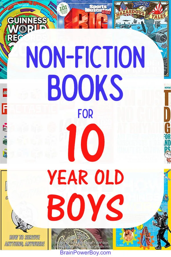 This list has excellent non-fiction books for 10 year old boys! (includes fiction titles as well) Tap or click to see them now and keep your boy reading!