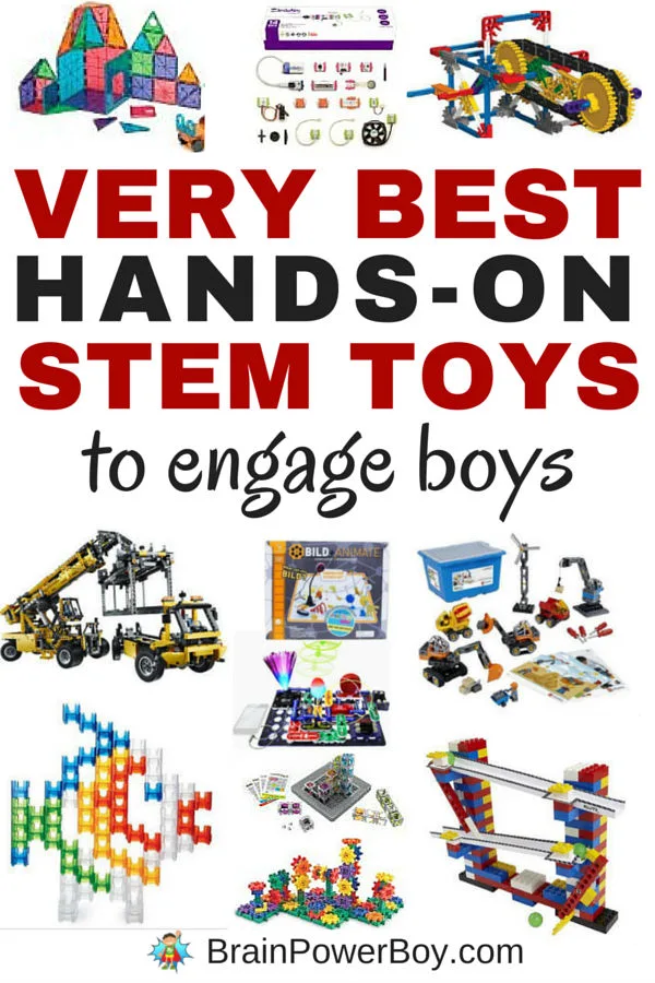 These are the very best hands-on STEM toys to engage boys. All of the over 20 toys chosen provide exceptional play value and engaging STEM learning. These make great gifts for boys. Click image to see the list.