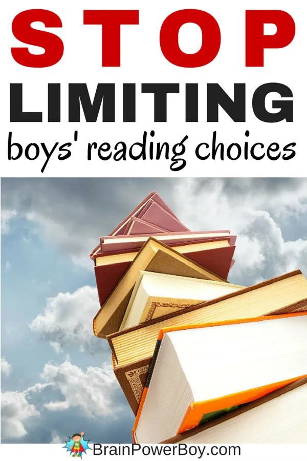 If you want your boys to read, stop limiting their reading choices. Read this story and learn why you need to stop arbitrary limits and how being allowed to choose is linked to achievement.