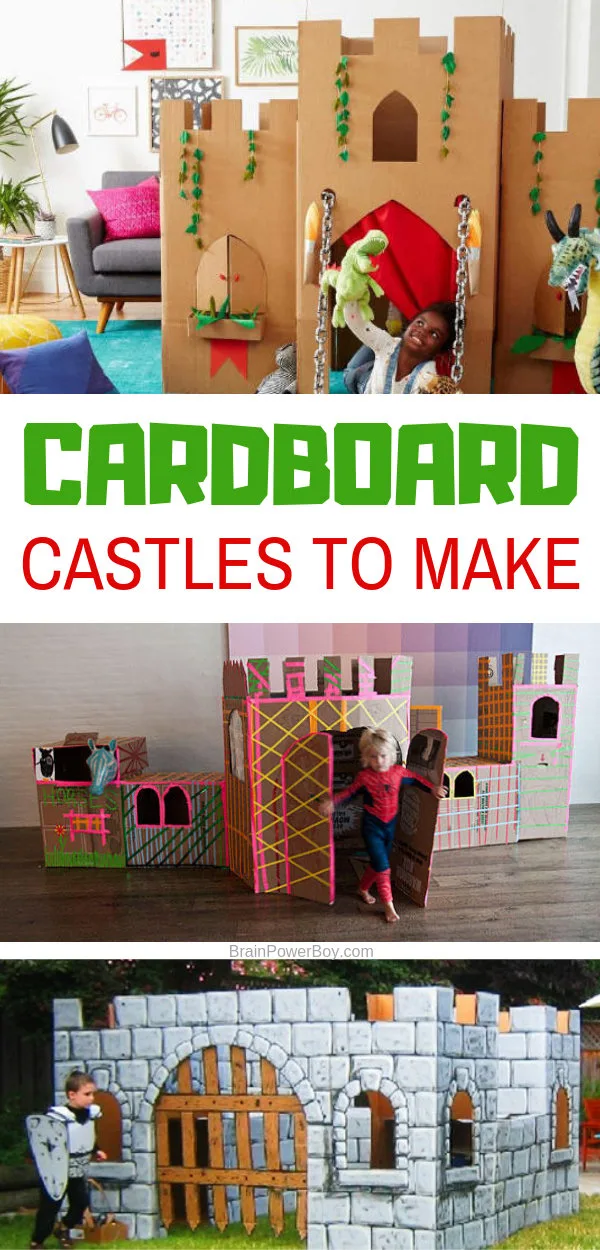 Wonderful cardboard castle playhouses for you to make! Your kids are going to go crazy for these!