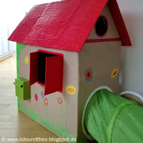 Cardboard Playhouse Climbing Tube Attached