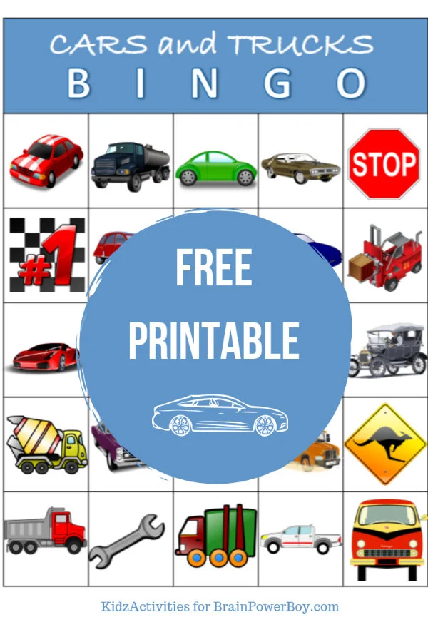 Fun cars and truck bingo game! Print and play today with our free printable!