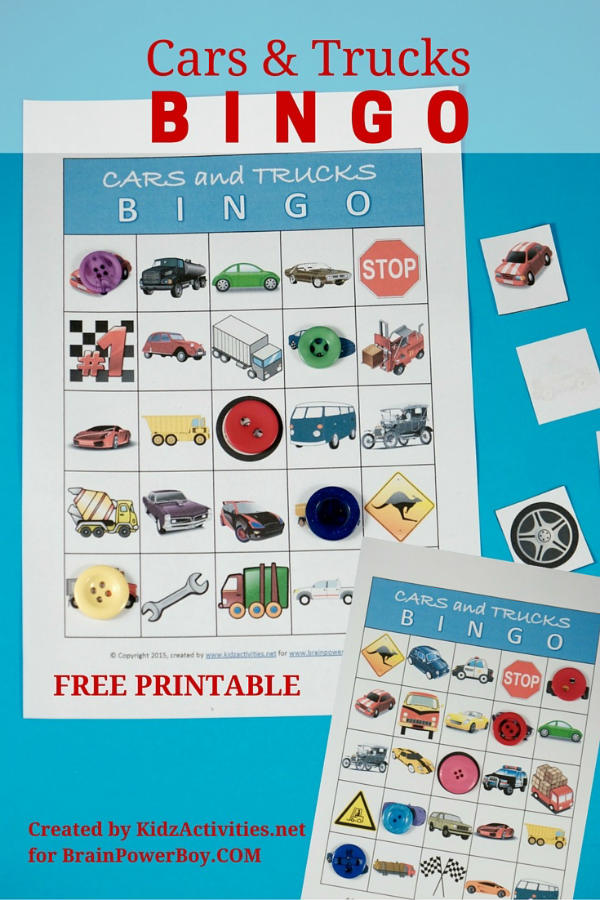 Free Printable Cars and Trucks Bingo Game