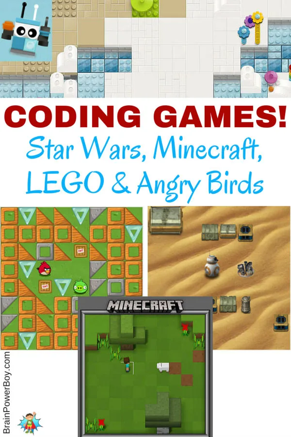 What fun! Coding games that kids are going to absolutely want to play. These Star Wars, Minecraft, Angry Birds and LEGO coding games are a great way to get your kids or students excited about learning to code.