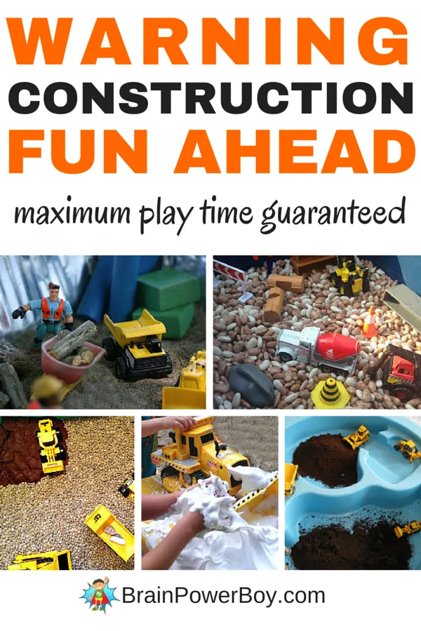 12 totally awesome construction bin ideas for little construction fans. Your kids will love these construction sensory bins and will play with them for hours. Click image to see them now.