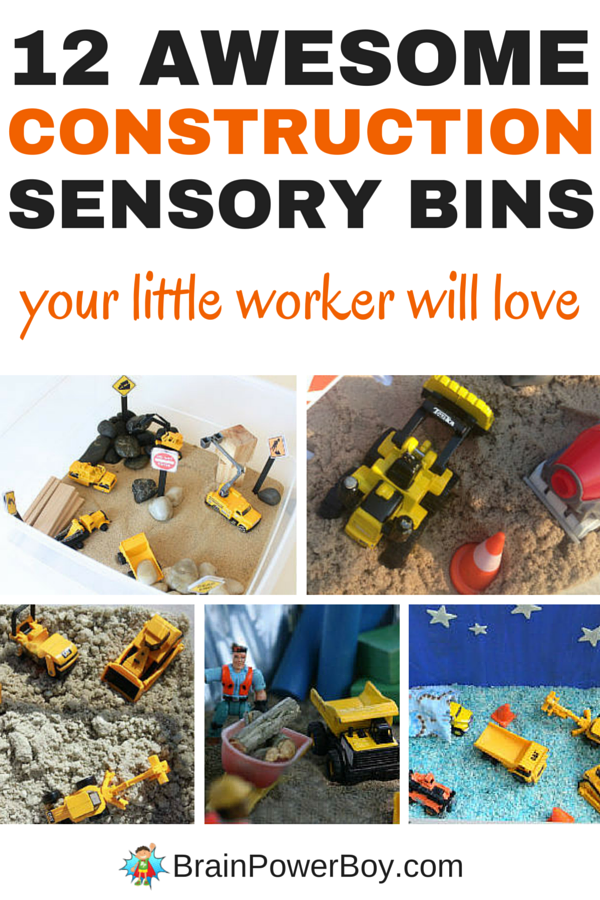 You have got to see these wonderful construction bins! They are guaranteed to keep your little workers playing for hours. Click the picture to see all 12 construction sensory bins now.