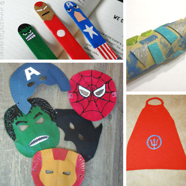 Superhero ideas! Cuff, paper plate craft, cape, craft stick superhero
