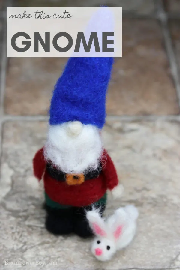 Make a cute needle felted gnome! Full tutorial with video.