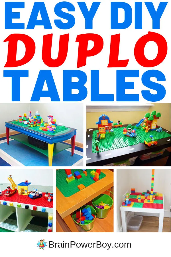These are so cool! DIY DUPLO tables that you can actually make! Your kids will love it and so will you because they help you organize the bricks.