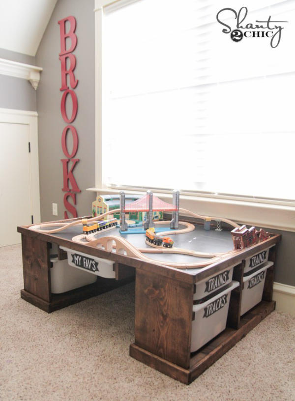 DIY Wooden Train Table Ikea Bins