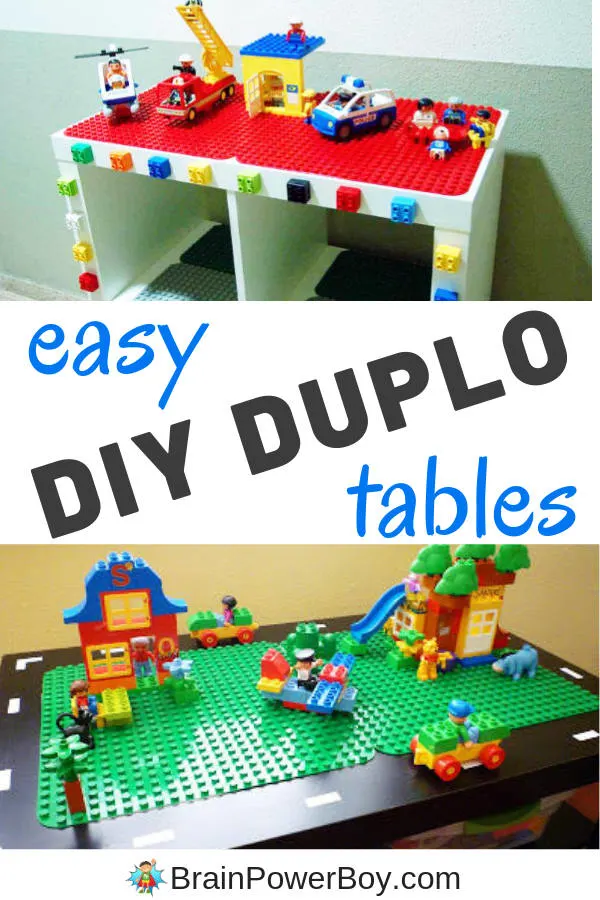 Try these IKEA Hacks for making a DUPLO Table! You could also use a thrift store find. These are super neat. I love the one with the road.