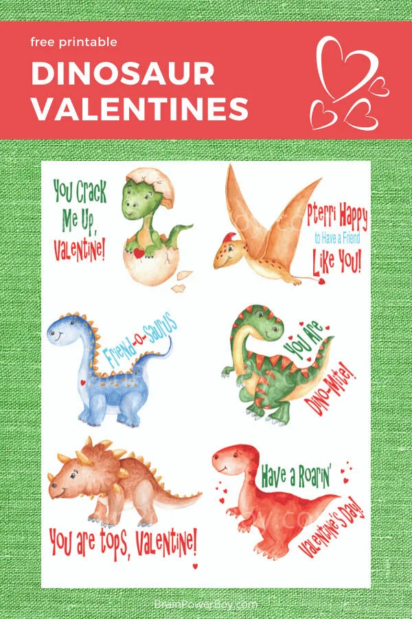 These cute dinosaur valentines will be a hit with dino fans! Print for free.