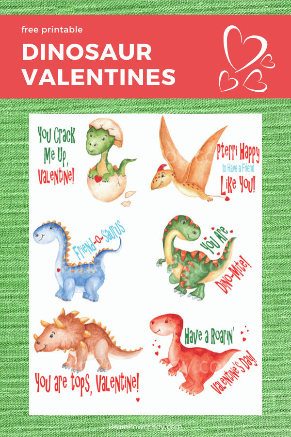 Printable Dinosaur Valentines Free To Print Brain Power Family