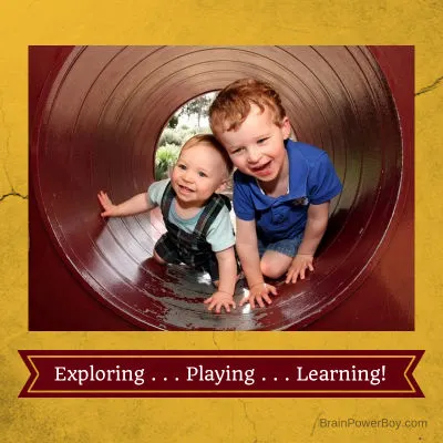 Exploring Playing Learning boys crawling in tunnel