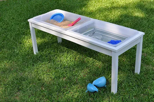 Farmhouse Style Water and Sand Table with Covers