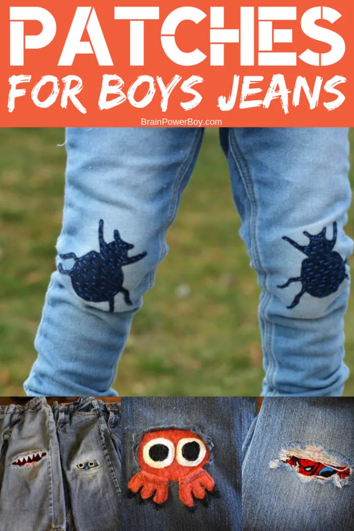 The very best way to fix holes in the knees of boys pants or jeans is to DIY a fun patch.