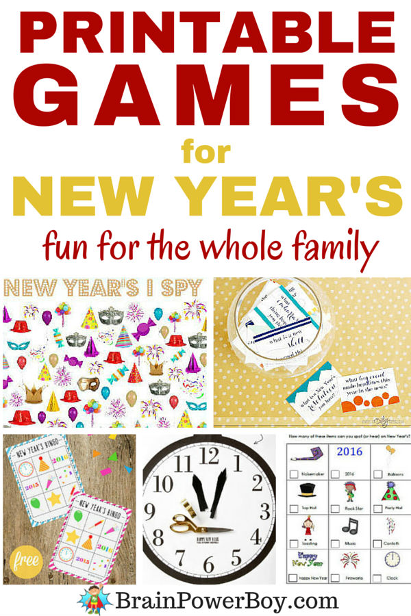 Want a great way to ring in the new year? Try these wonderful New Year's printable games! Bingo, scavenger hunt, pin the hands on the clock (so clever,) I spy, word search, silly fill-in and even a remembrance game. Fun, fun and more fun for the whole family.