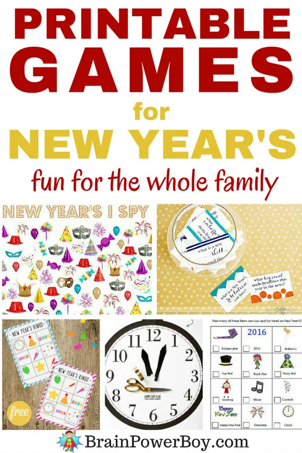 Want a great way to ring in the new year? Try these wonderful printable games! Bingo, scavenger hunt, pin the hands on the clock (so clever,) I spy, word search, silly fill-in and even a remembrance game. Fun, fun and more fun for the whole family.