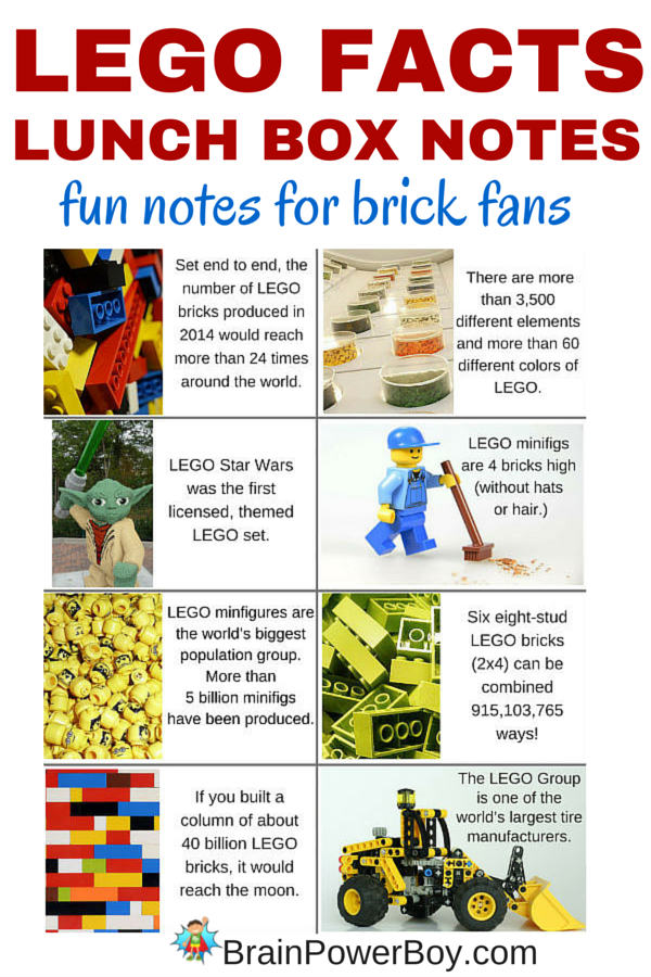 LEGO fans are going to love these FREE printable lunch box notes with fun LEGO facts. Click to print.