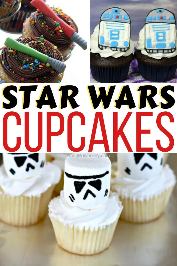 These fun food Star Wars Cupcakes are easy to make and so cool! Perfect for a Star Wars party, Star Wars Day, or any day you need some galactic fun in your life.