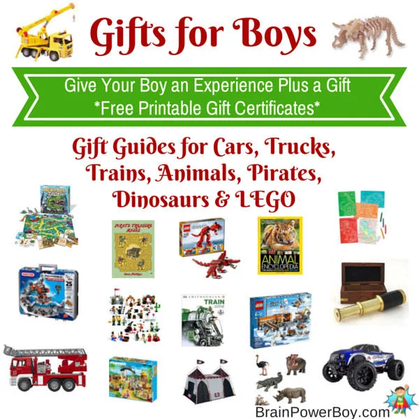 Gift Guides for Boys with Free Printable Gift Certificates