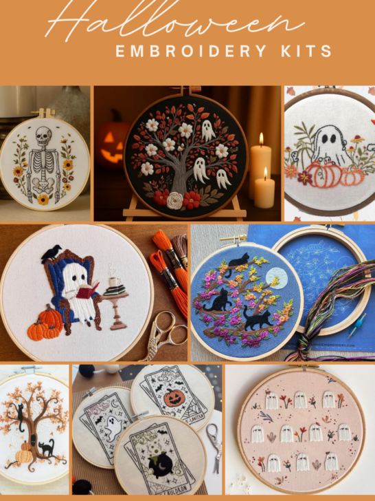 8 embroidery kits with Halloween themes
