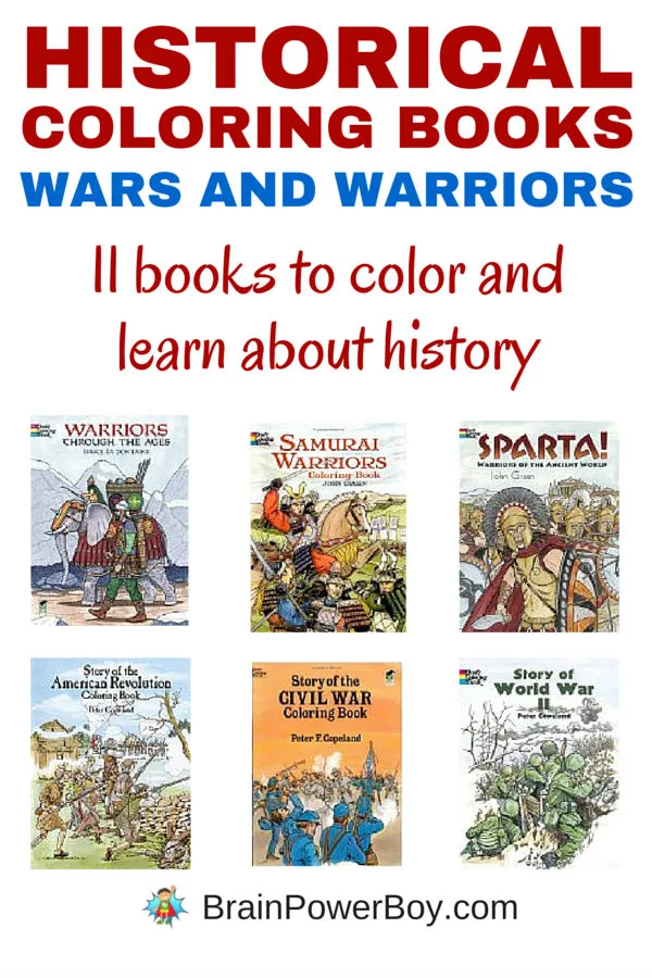 Are you looking for a great way to learn about history? Try 11 Historical Coloring Books about wars and warriors. From Sparta, to the Samurai to the wars, all books are captioned with historical information. You can't go wrong with these inexpensive books that cover history in an interesting way.