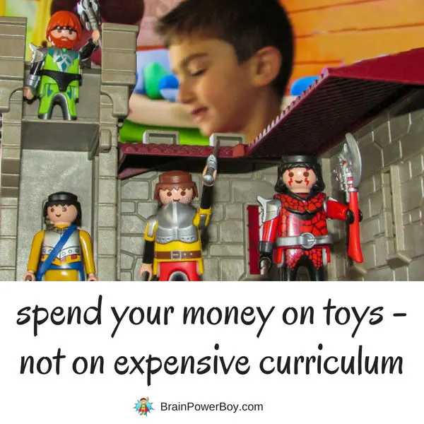 Spend more money on toys and playthings than you do on curriculum if you want your kids to learn. Tips in this article on How to Rock Homeschooling with Only 100 Bucks! Click to read.