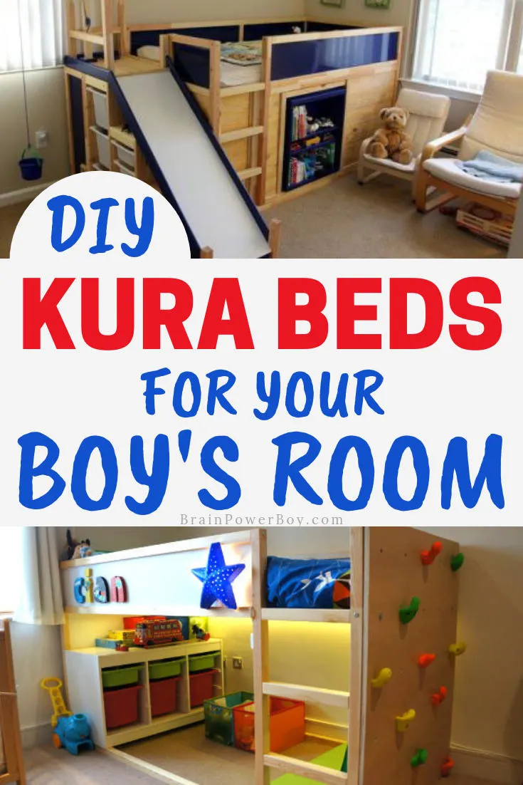 You have to see these cool beds! They are all IKEA KURA bed hacks that are perfect for boys rooms. 