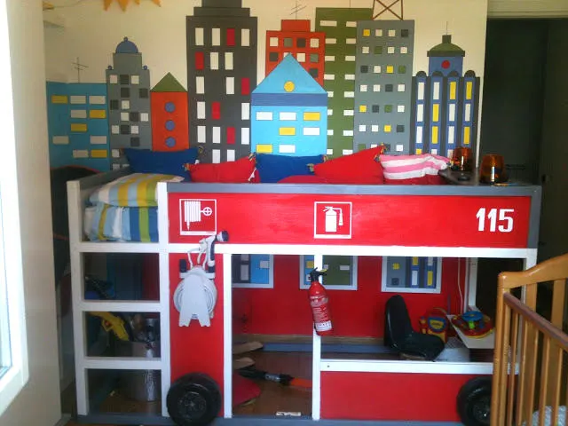 Kura Fire Truck Bed for Boys