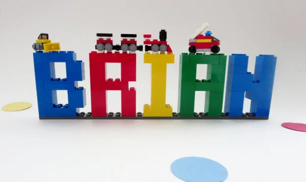 LEGO name made out of bricks