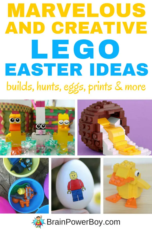 Super fun LEGO Easter Ideas. You have to try these with your kids. These are the best LEGO Easter projects and activities we could find! LEGO Easter egg hunt, printing with Duplo, LEGO Easter Eggs, plus awesome LEGO Easter builds including building directions.