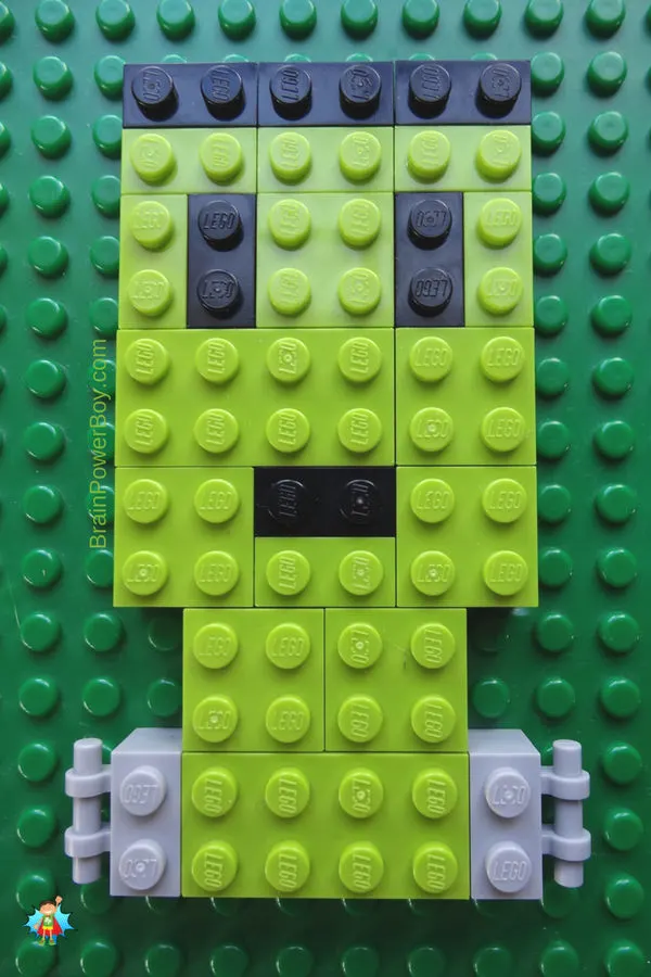 Frankenstein's monster done in LEGO mosaic! Super easy to make. This is a fun Halloween activity!
