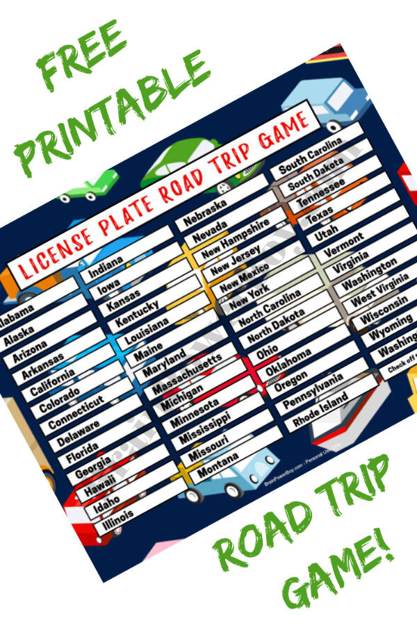 License Plate Road Trip Game Free Printable