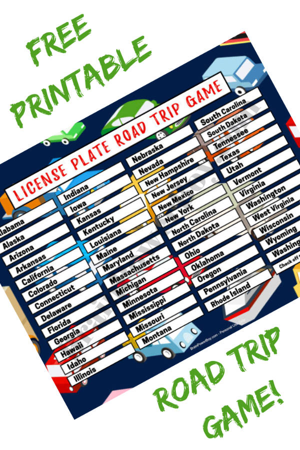 License Plate Game Free Printable