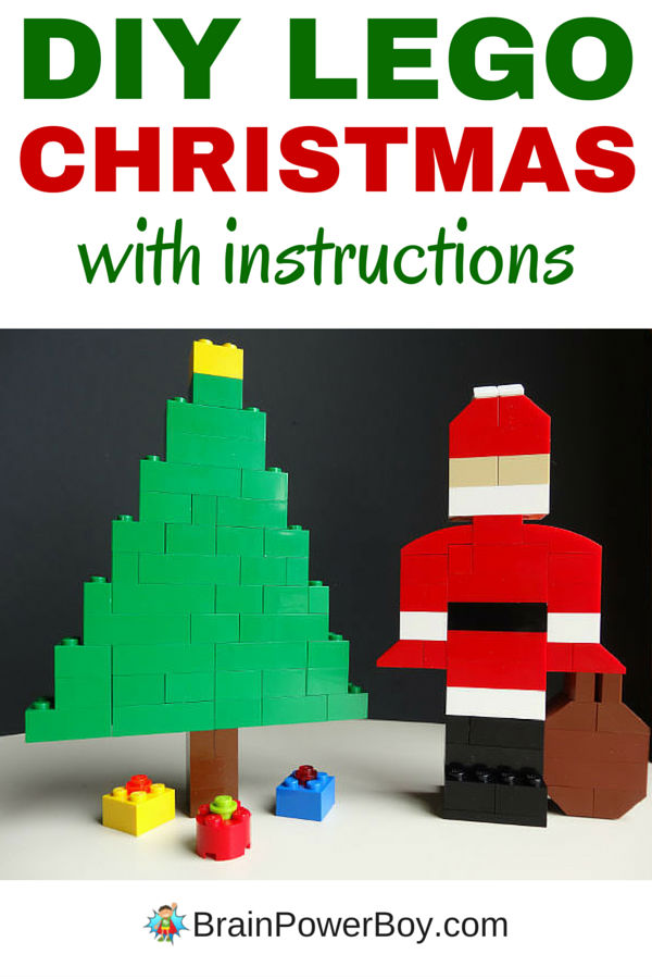 Make your own LEGO Christmas scene with a LEGO Santa, Christmas tree and gifts. Easy to make! Click image for instructions.