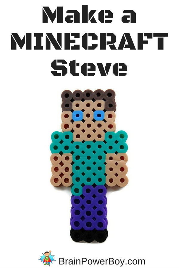 Minecraft Perler Bead Pattern: Steve - Brain Power Boy