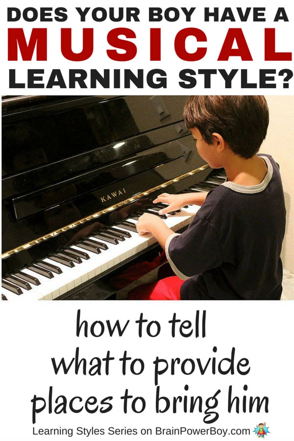 Does your boy love music and hum or sing all day long? If you want to help your boy learn, take a look this series which delves into learning styles. Find out more about the Musical Learning Style, how to tell if your boy has it, what to provide him with, and places you can take him to honor the way he learns. Click the picture to read more.