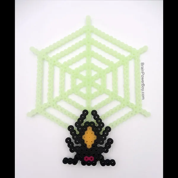 Spider and Spiderweb Perler Bead Pattern - Glow in the Dark!