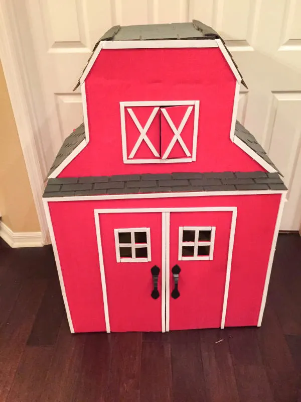 Red Barn Cardboard Playhouse