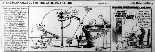 Rube Goldberg Machine Cartoon If the Soap Falls Out of the Bathtub Try This