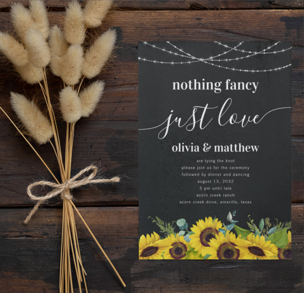 String Lights Sunflower Wedding Invitation