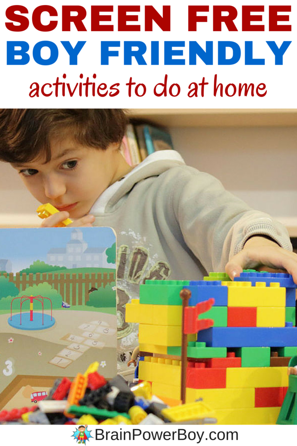 Over 60 screen free activities for boys to do at home! All of the activities were approved by boys and your boys will have such a great time doing them they won't even miss being on screens! Great for screen free week or any time you are looking for something fun to do.