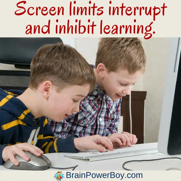 Be careful how much you limit screens. Screen limits interrupt and inhibit learning. Click to read more.
